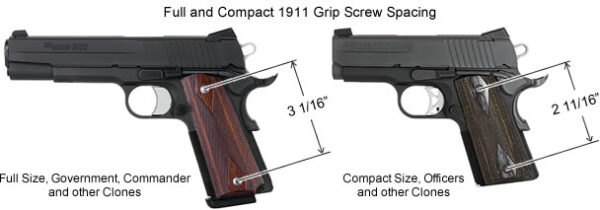 Sizing chart or comparison for 1911 model firearms
