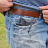 LCP model firearm carried in jeans pocket, showcasing discreet and safe carry option