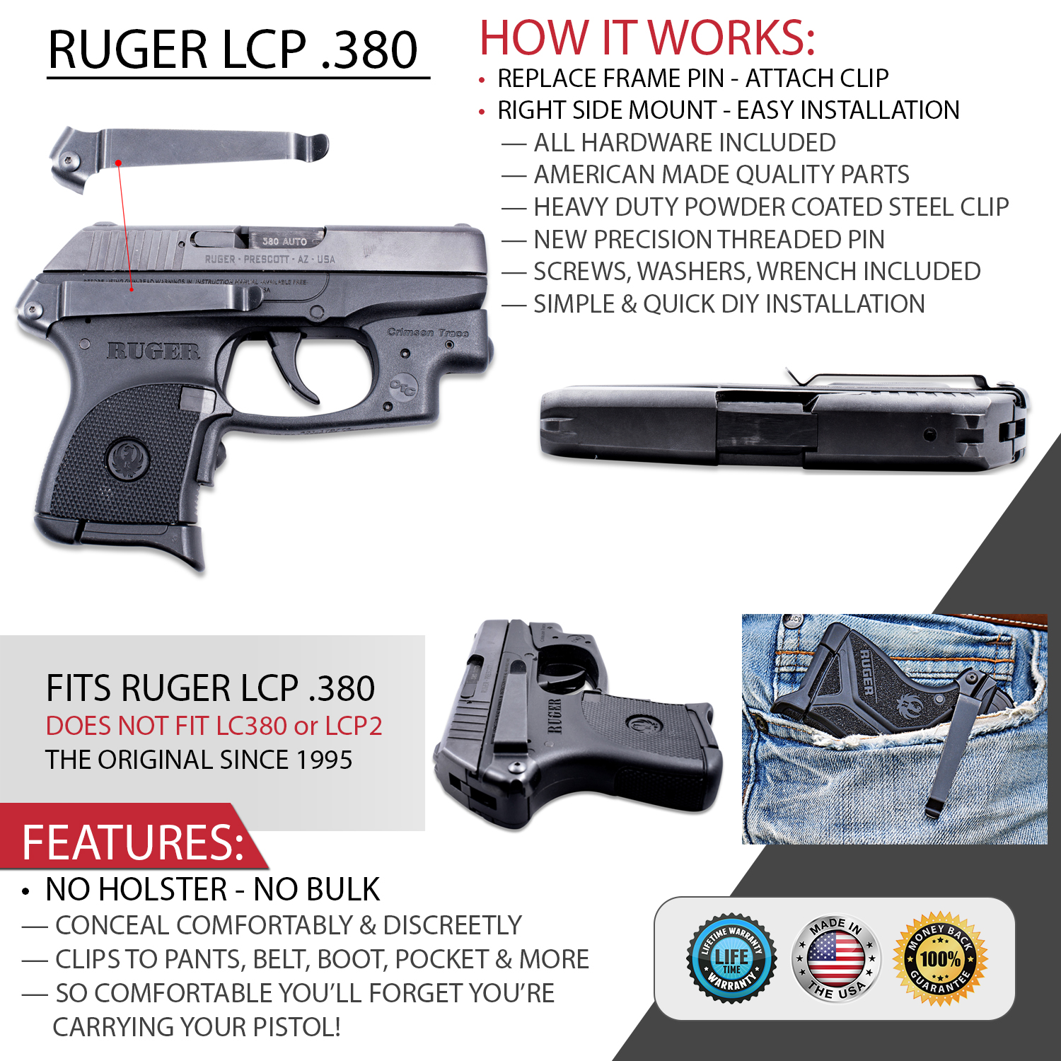 The Ultimate Concealed Carry Belt Clip Gun Holster For Ruger LCP-380 