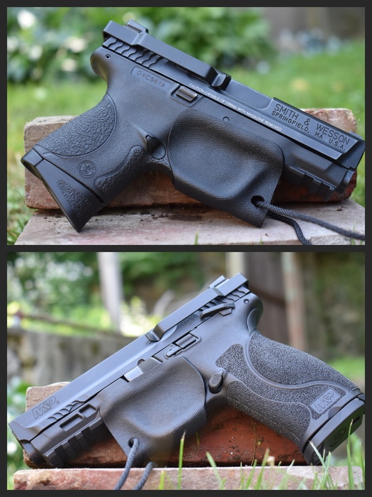 Collage of ambidextrous trigger sheaths for MP pistols