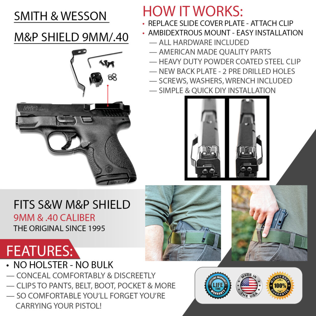 Right Side Smith & Wesson Shield 9/.40 Details about   Techna SHBR Clip Gun Belt Clip 