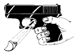 Animated GIF showing the ejection mechanism of the Saf-T-Block safety device