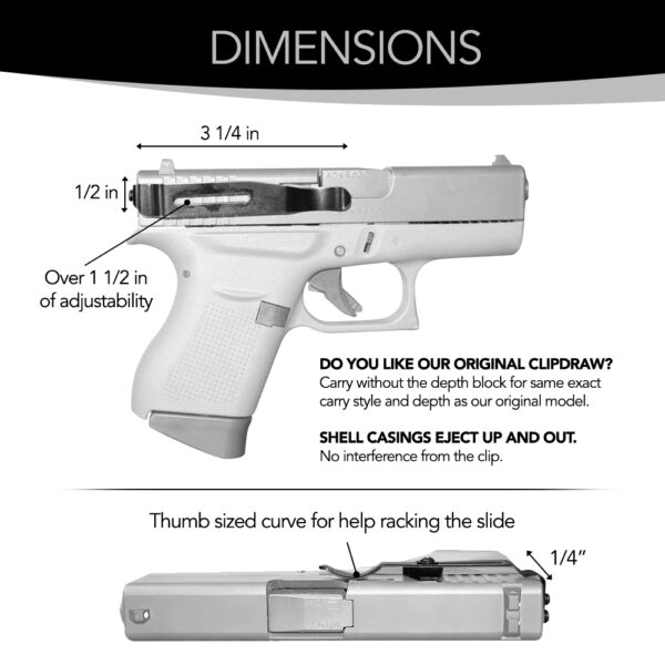 Adjustable belt clip – glock 43, 43x, 48