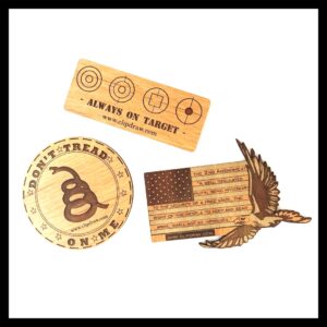 Three-pack of Clipdraw branded wooden stickers
